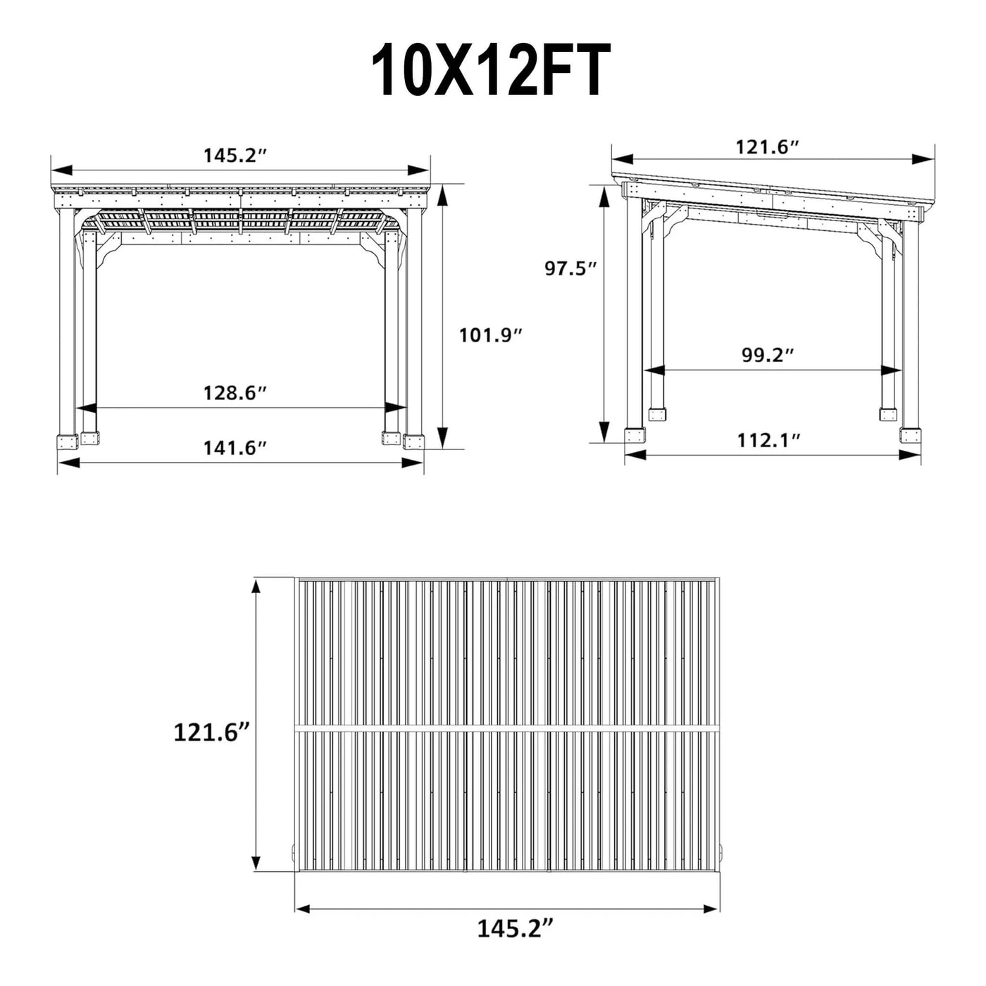 Heavy-Duty Premium Wooden Grill Gazebo With Sloped Metal Roof (SAK61583) by SAKSBY WHOLESALE
