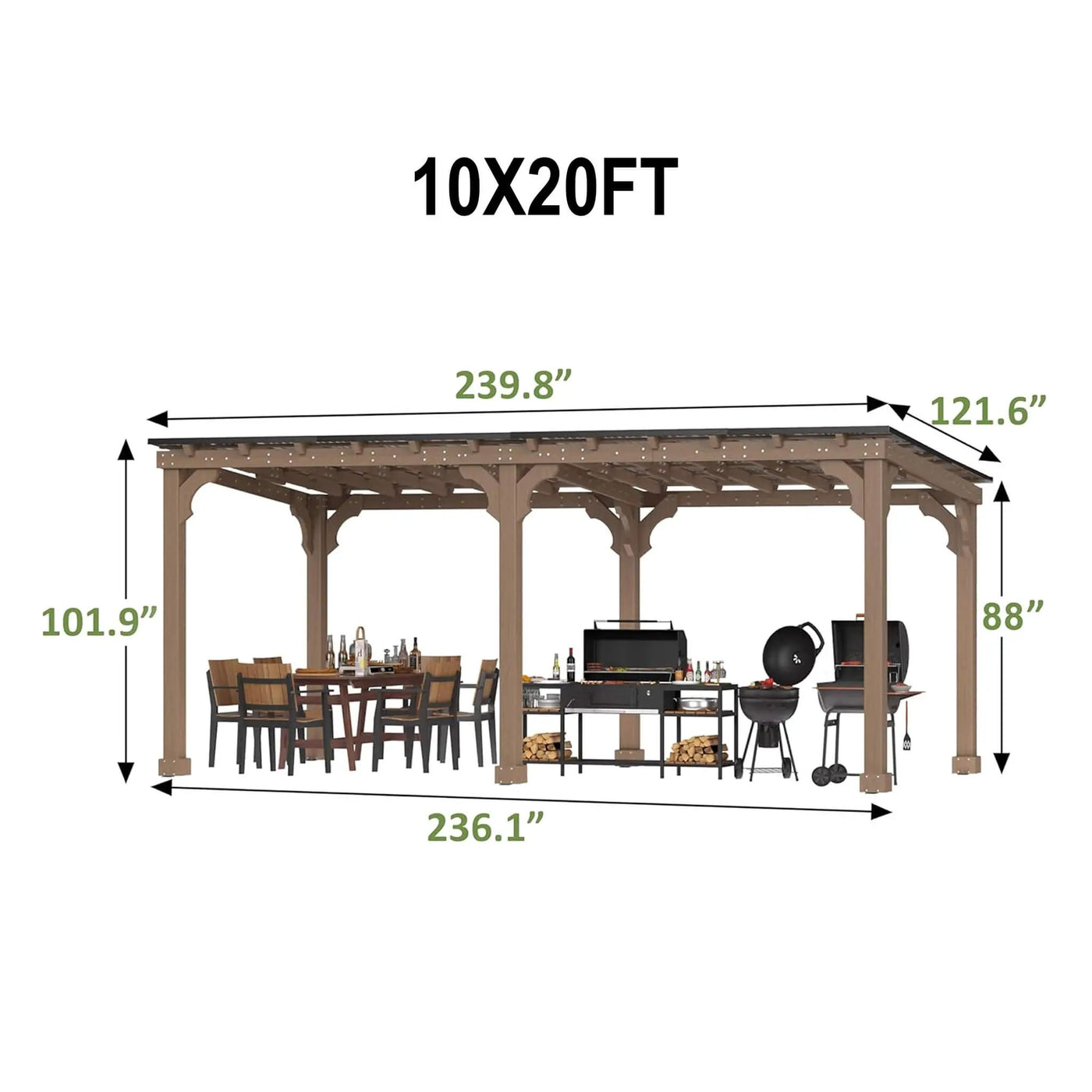 Heavy-Duty Premium Wooden Grill Gazebo With Sloped Metal Roof (SAK61583) by SAKSBY WHOLESALE