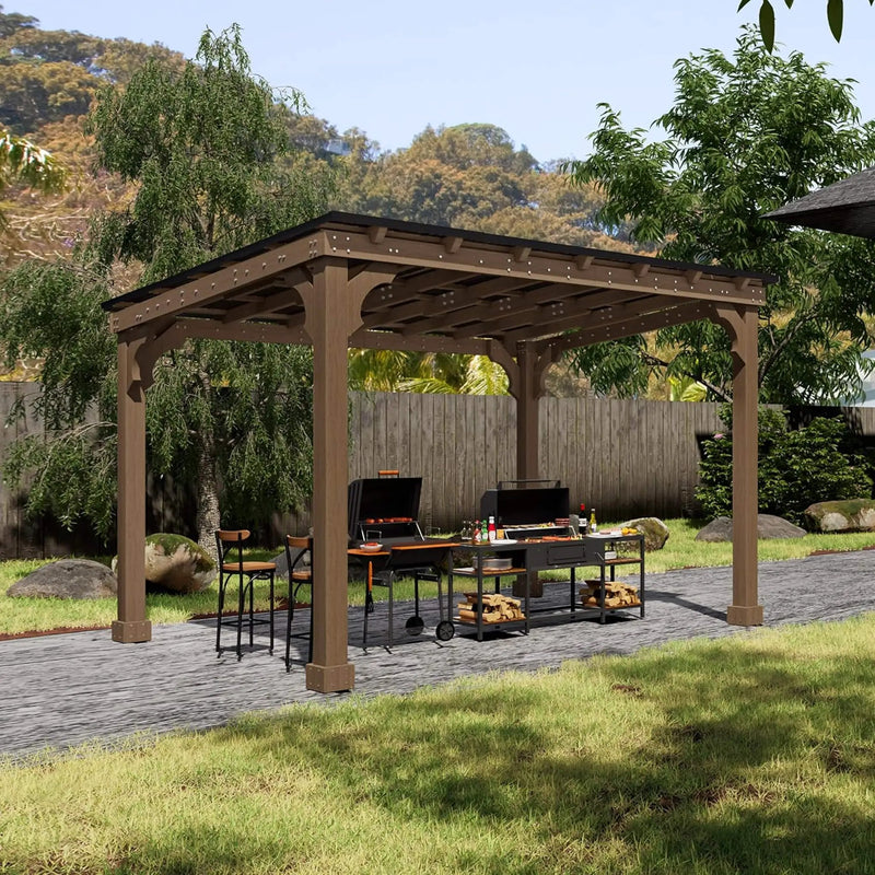 Alora Heavy-Duty Premium Wooden Grill Gazebo With Sloped Metal Roof (SAK61583) by SAKSBY WHOLESALE