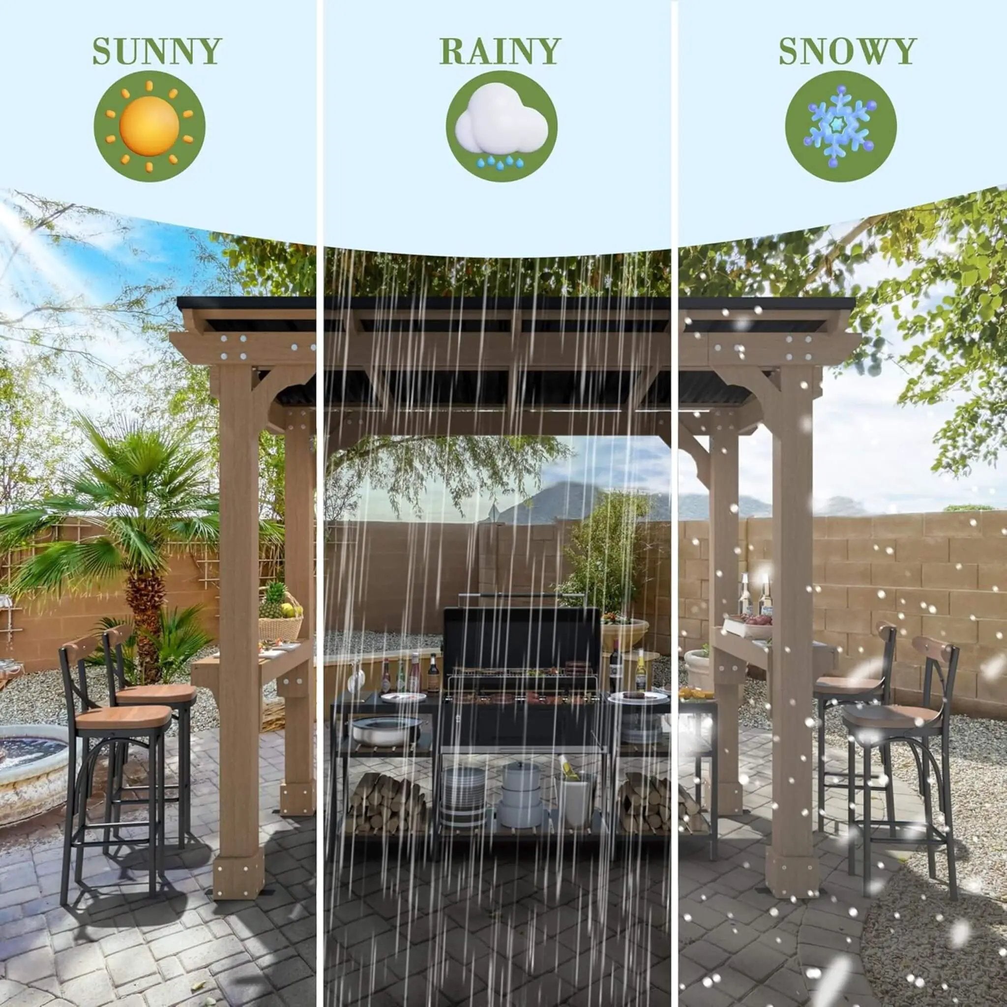 Alora Heavy-Duty Premium Wooden Grill Gazebo With Sloped Metal Roof (SAK61583) by SAKSBY WHOLESALE