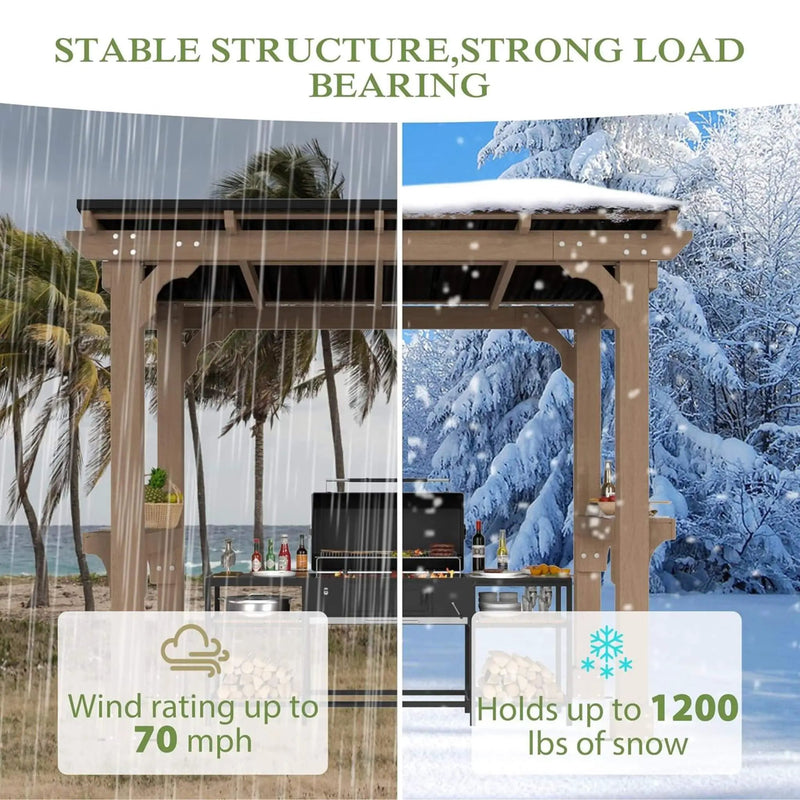Alora Heavy-Duty Premium Wooden Grill Gazebo With Sloped Metal Roof (SAK61583) by SAKSBY WHOLESALE