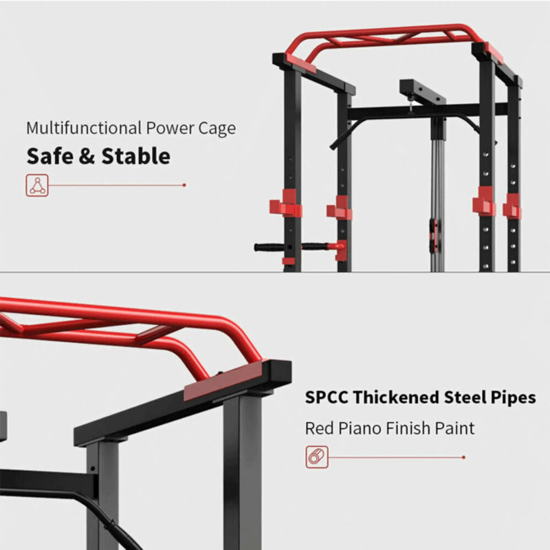Rovix Heavy-Duty 1000LBS Professional Multi-Function Adjustable Power Cage Rack (SAK98149) by SAKSBY WHOLESALE
