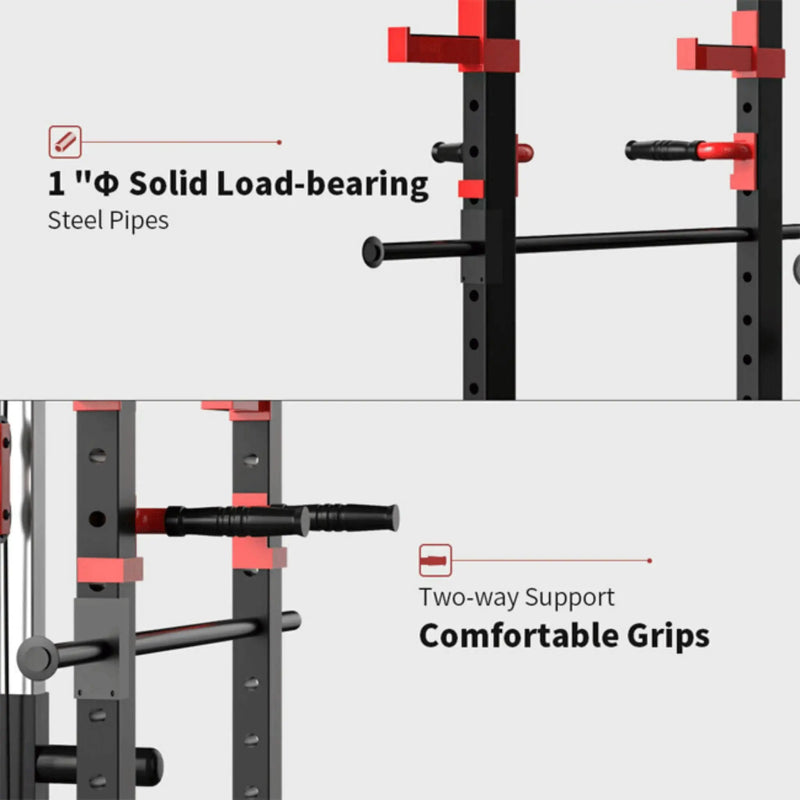 Rovix Heavy-Duty 1000LBS Professional Multi-Function Adjustable Power Cage Rack (SAK98149) by SAKSBY WHOLESALE