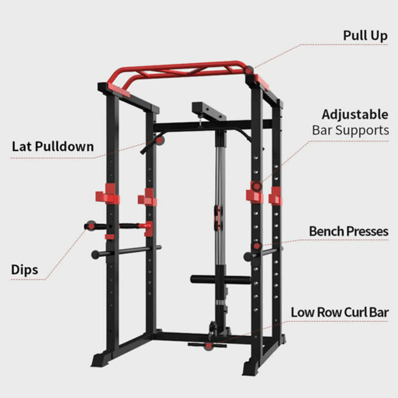 Rovix Heavy-Duty 1000LBS Professional Multi-Function Adjustable Power Cage Rack (SAK98149) by SAKSBY WHOLESALE