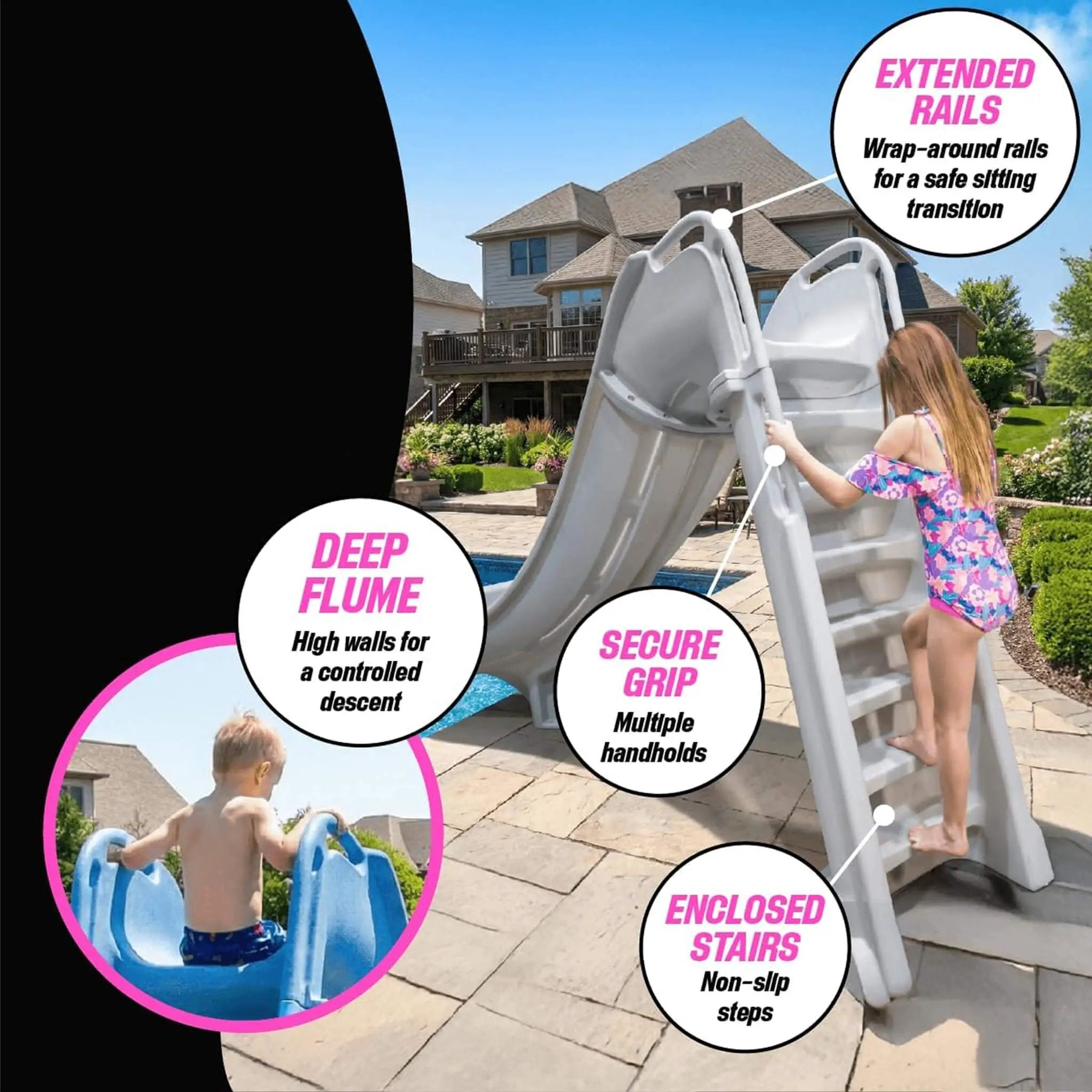 Heavy-Duty Commercial Reinforced Leak-Proof Waterslide With Handrails (SAK93157) by SAKSBY WHOLESALE