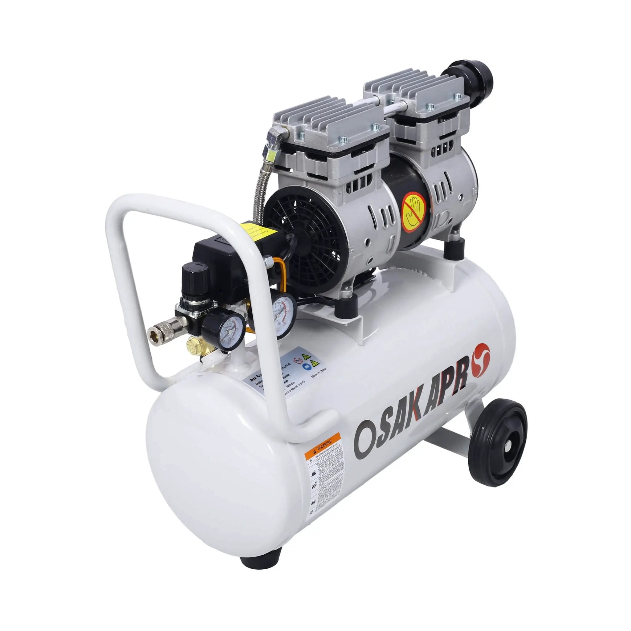 Heavy Duty 1.5/2.5HP Silent Oil-Free Portable Air Compressor With Wheels And Auto Drain (SAK53462) by SAKSBY WHOLESALE