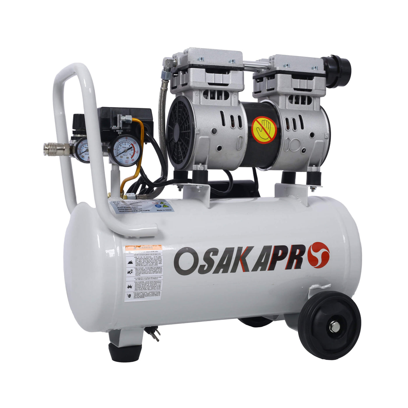 Heavy Duty 1.5/2.5HP Silent Oil-Free Portable Air Compressor With Wheels And Auto Drain (SAK53462) by SAKSBY WHOLESALE