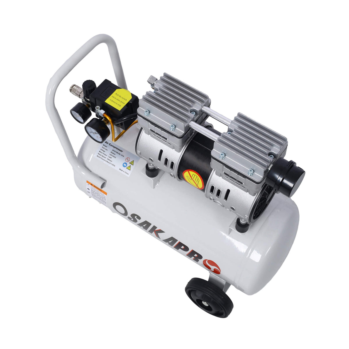 Heavy Duty 1.5/2.5HP Silent Oil-Free Portable Air Compressor With Wheels And Auto Drain (SAK53462) by SAKSBY WHOLESALE