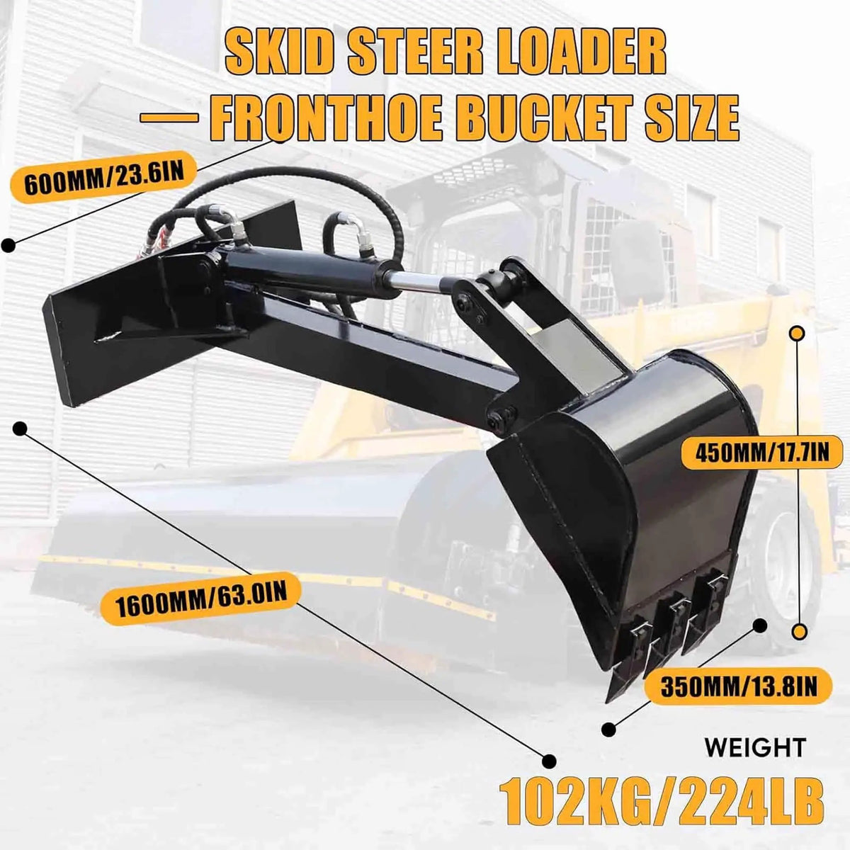 Heavy-Duty Skid Steer Fronthoe Attachment With 12-Inch Bucket (SAK95724) by SAKSBY WHOLESALE