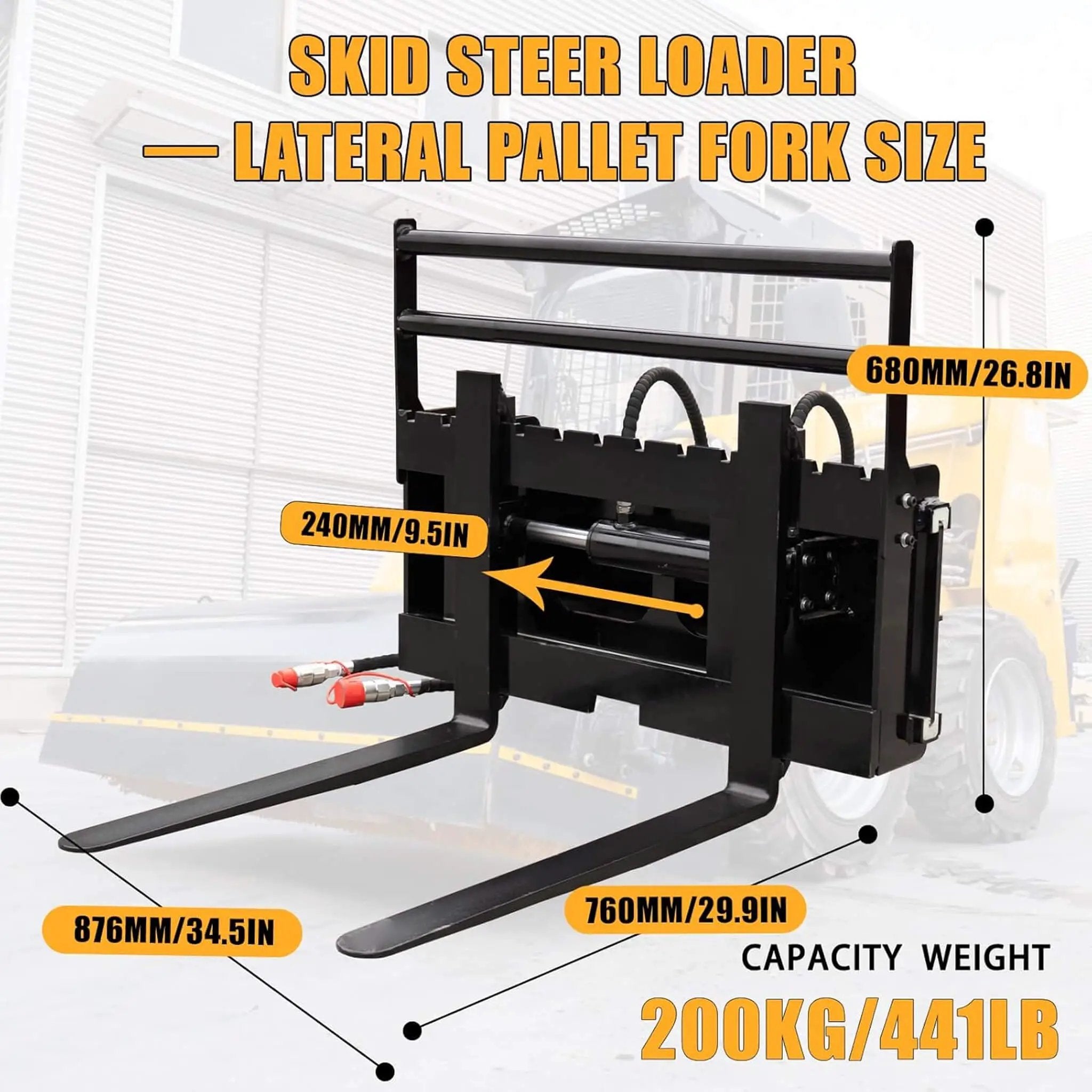 Heavy-Duty Skid Steer Pallet Fork Attachment With Lateral Shift (SAK29135) by SAKSBY WHOLESALE