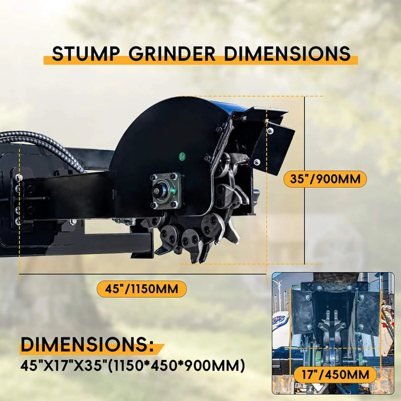 Heavy-Duty Skid Steer Stump Grinder Attachment With High-Speed Cutting Wheel (SAK52096) by SAKSBY WHOLESALE