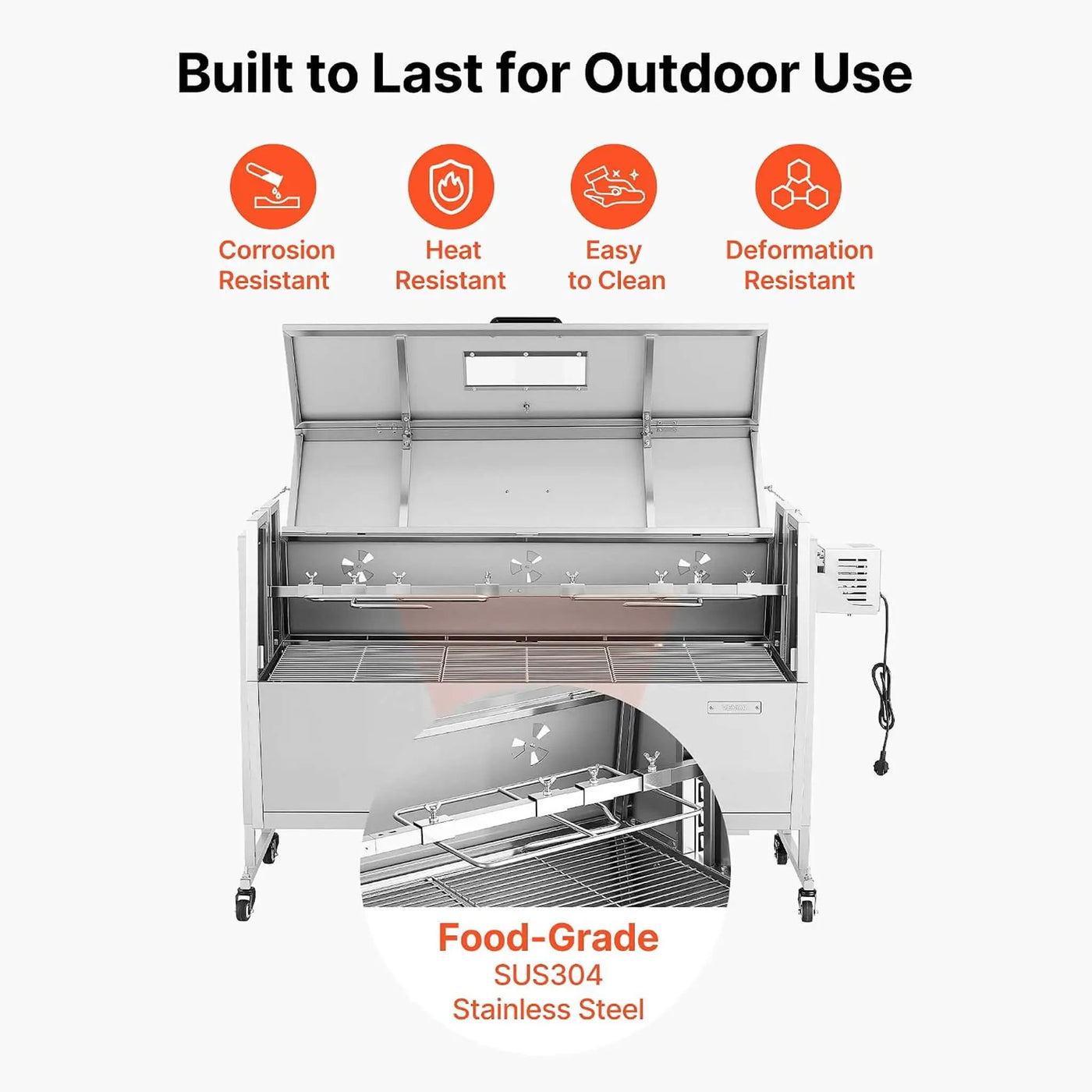 Heavy-Duty Spit Roaster Rotisserie BBQ Grill For Pig, Lamb And Chicken (SAK59286) by SAKSBY WHOLESALE