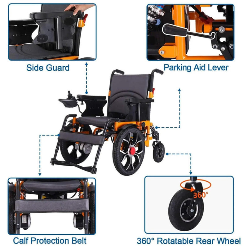 Motivo Heavy-Duty Ultralight All-Terrain Electric Airplane-Approved Foldable Wheelchair, 300LBS (SAK63147) by SAKSBY WHOLESALE