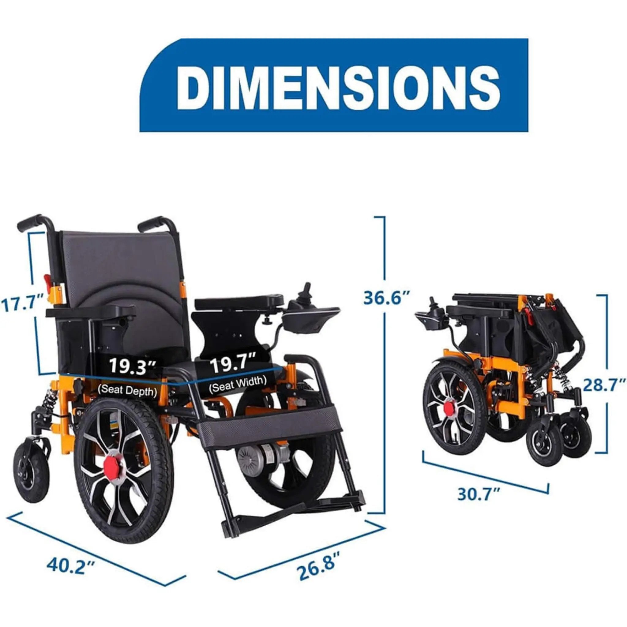 Motivo Heavy-Duty Ultralight All-Terrain Electric Airplane-Approved Foldable Wheelchair, 300LBS (SAK63147) by SAKSBY WHOLESALE