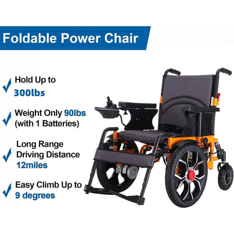 Motivo Heavy-Duty Ultralight All-Terrain Electric Airplane-Approved Foldable Wheelchair, 300LBS (SAK63147) by SAKSBY WHOLESALE
