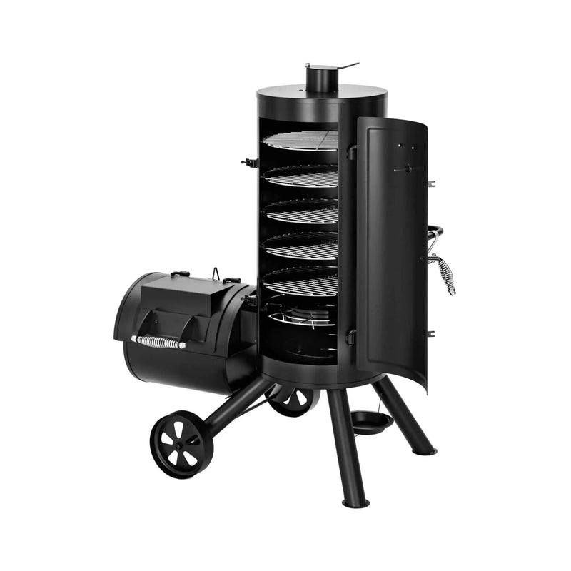 Heavy-Duty Vertical Extra-Large Charcoal Offset BBQ Smoker Grill Combo (SAK80247) by SAKSBY WHOLESALE
