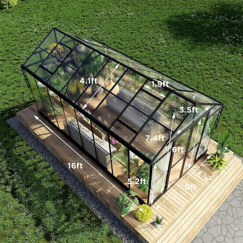 [08X16FT] Heavy-Duty Outdoor Walk-In Polycarbonate Patio Greenhouse With Double Swing Doors, 6MM (SAK26153) by SAKSBY WHOLESALE