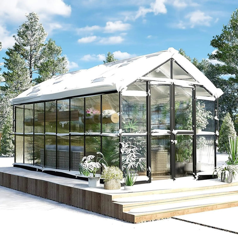 [08X16FT] Heavy-Duty Outdoor Walk-In Polycarbonate Patio Greenhouse With Double Swing Doors, 6MM (SAK26153) by SAKSBY WHOLESALE