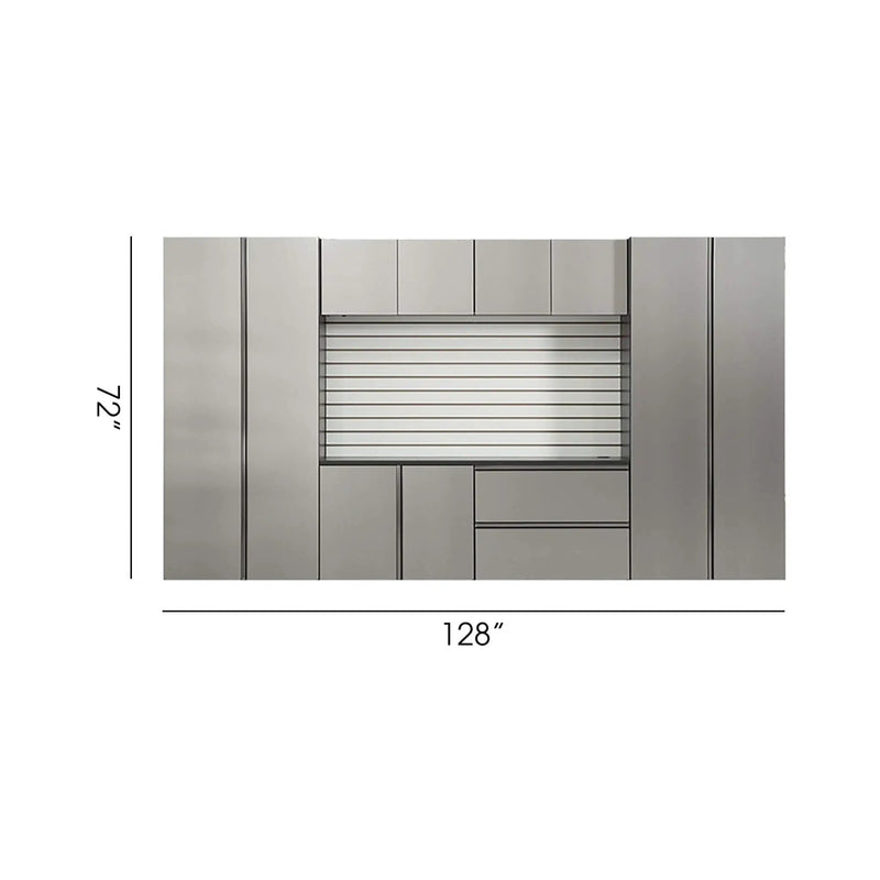 Alora Heavy-Duty Wall-Mounted Metallic Gray Garage Cabinet Set With Soft Closing Doors And Drawers (SAK24368) by SAKSBY WHOLESALE