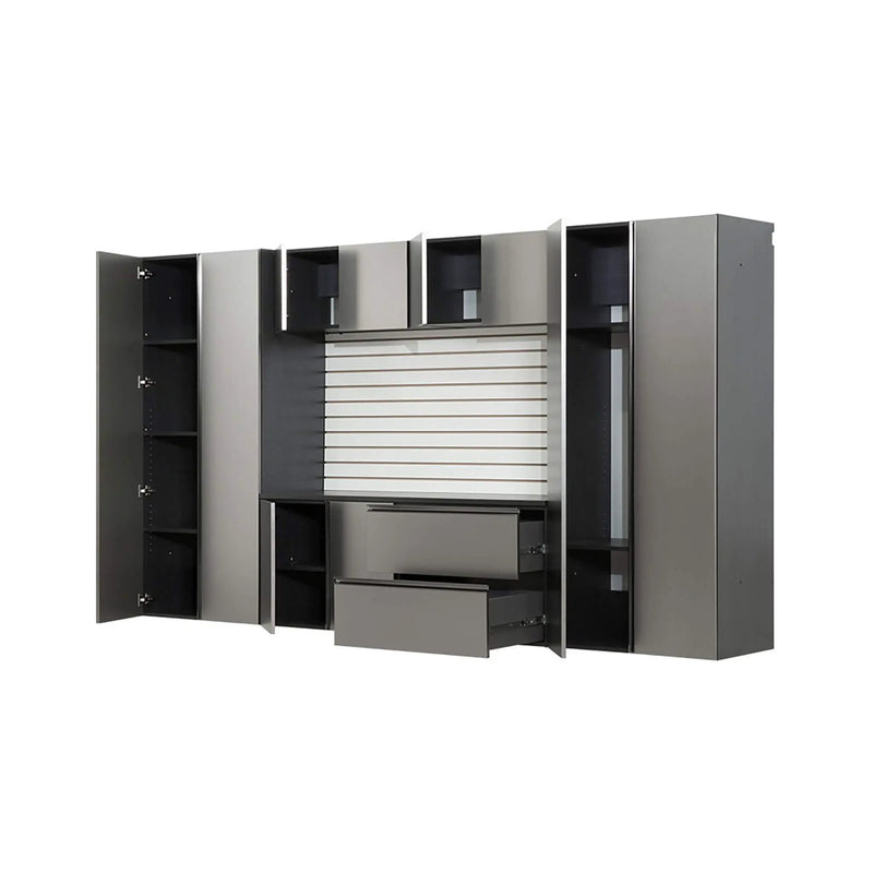 Alora Heavy-Duty Wall-Mounted Metallic Gray Garage Cabinet Set With Soft Closing Doors And Drawers (SAK24368) by SAKSBY WHOLESALE