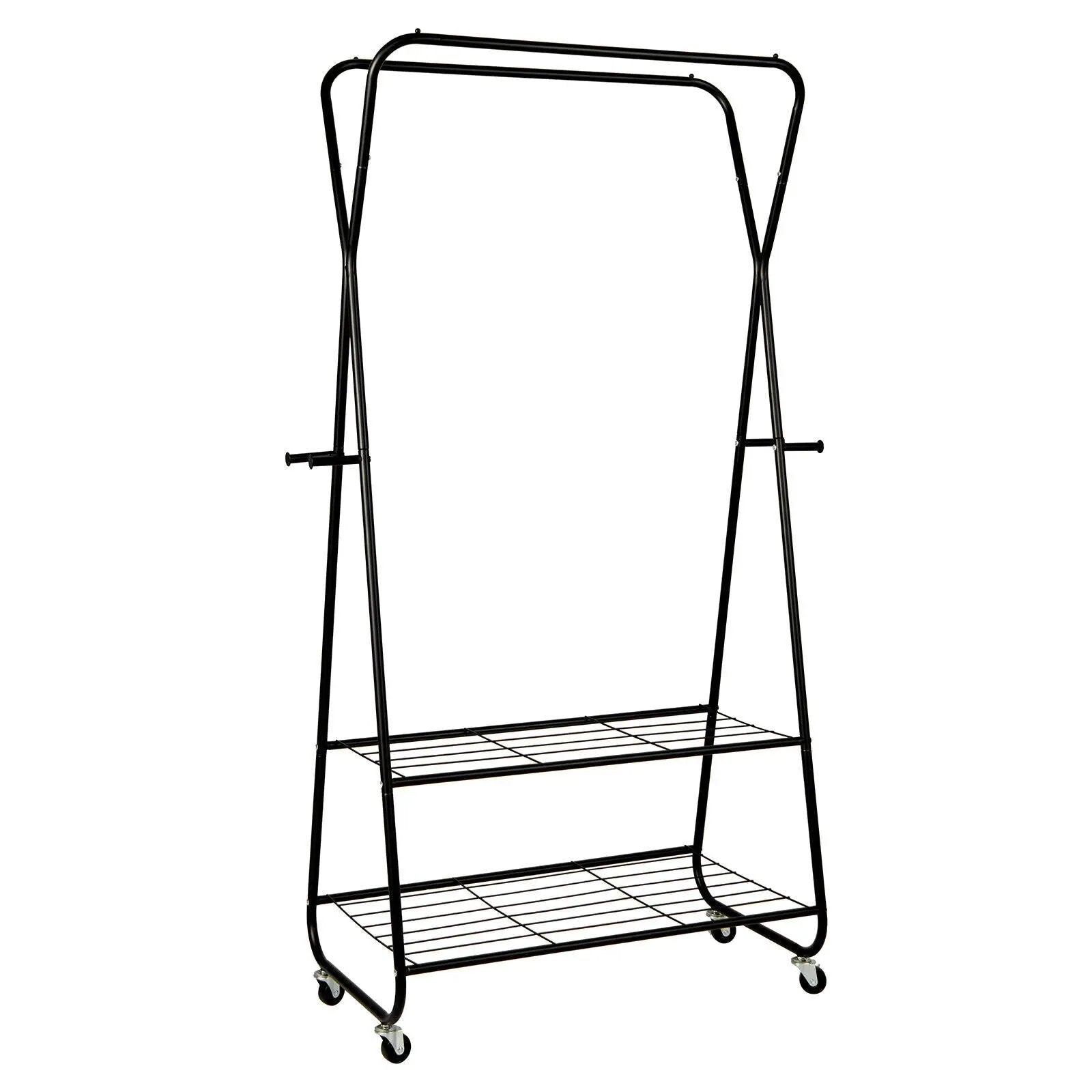 Heavy Duty Clothes Rack on Wheels with Shelves-Black by DirectDeals