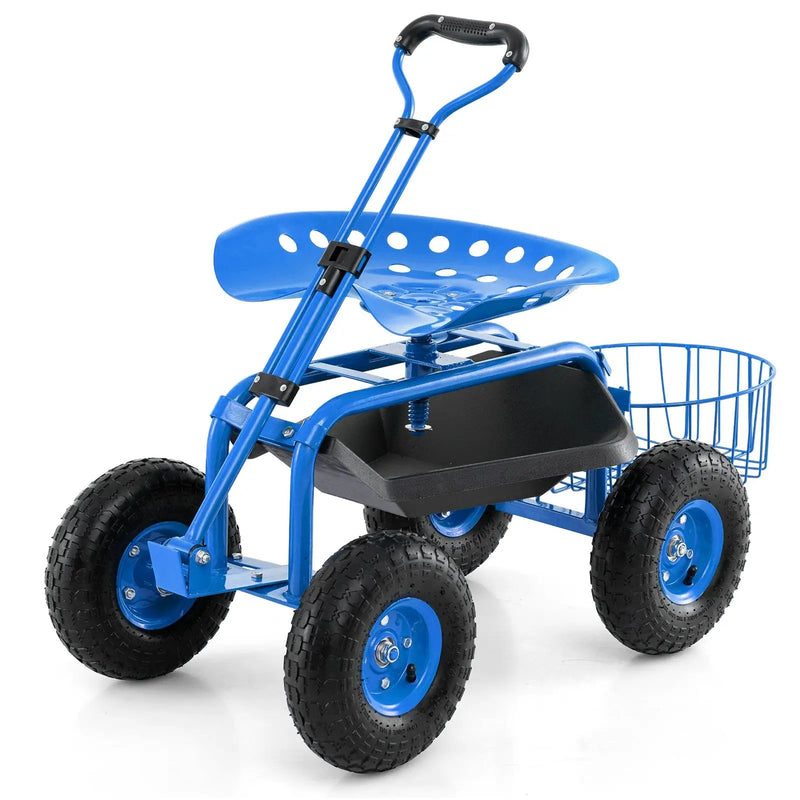 Heavy Duty Garden Cart with Tool Tray and 360 Swivel Seat by DirectDeals