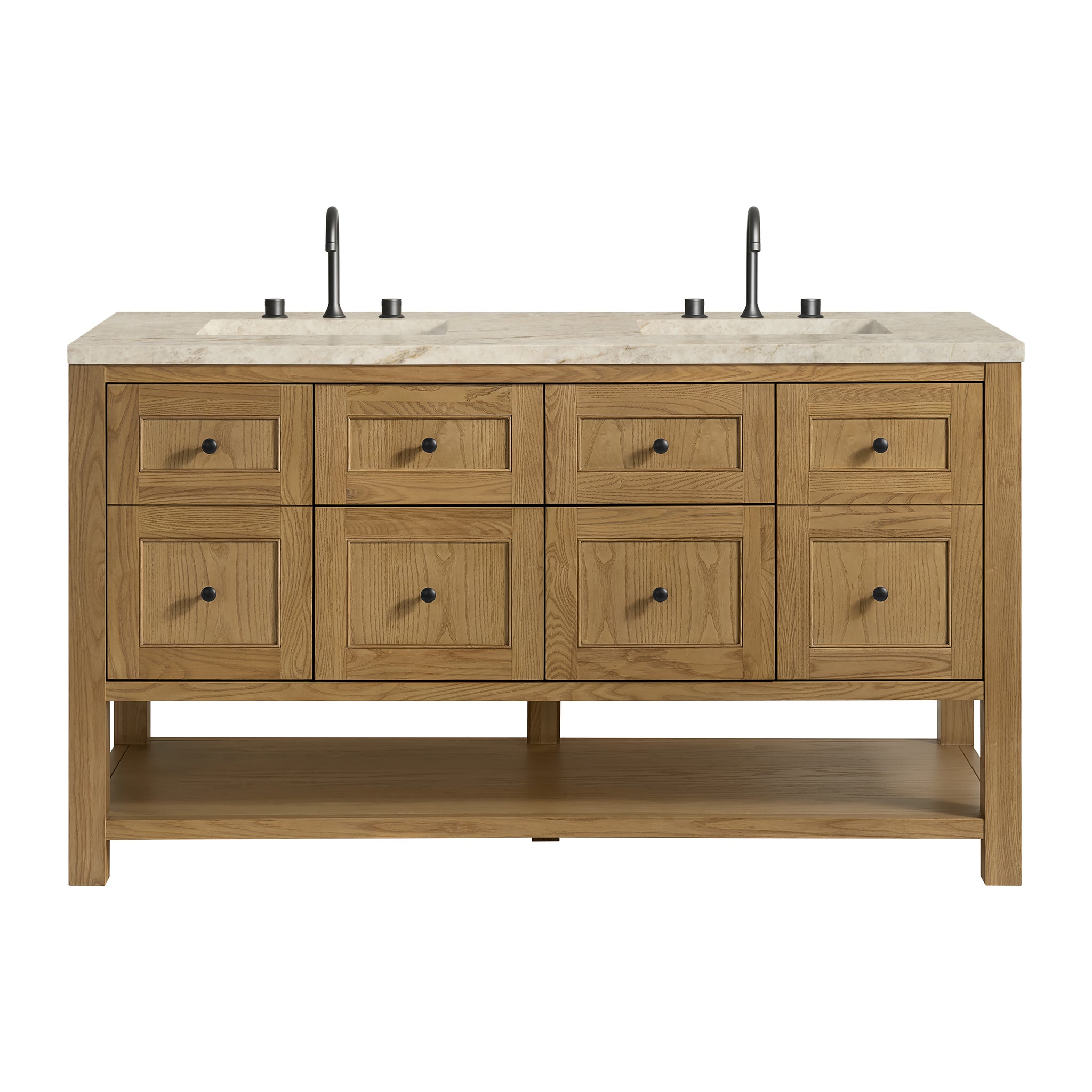 James Martin Breckenridge 60" Double Bathroom Vanity, Light Natural Oak with Tajnar countertop