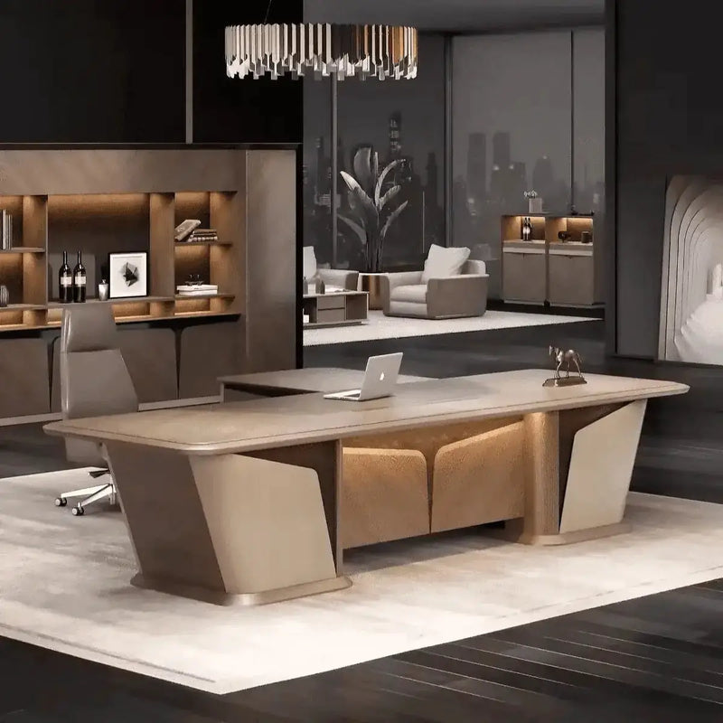 Cognac · Executive Desk w/ Mobile Storage by Arc Grove