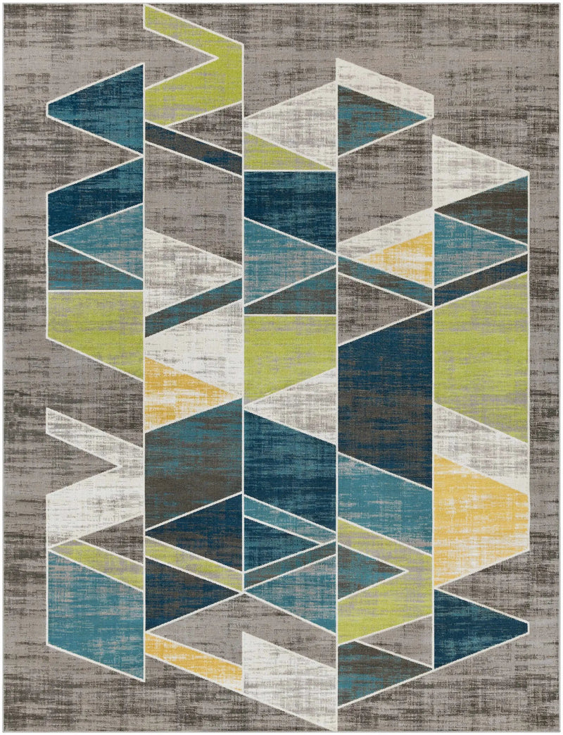 Hessel Green Triangles Area Rug - Clearance by Boutique Rugs