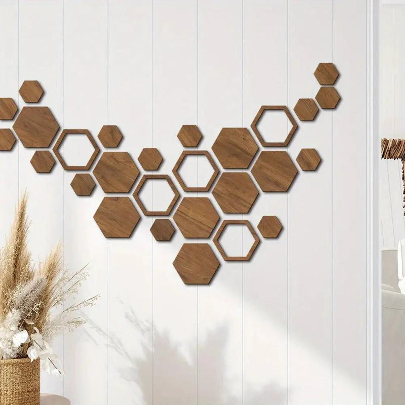 Hexagon Wood Wall Decor Brown Honeycomb Panels for Your Modern Home by House Of Avana