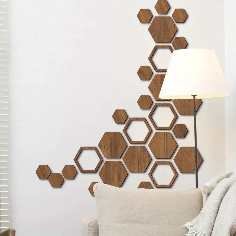Hexagon Wood Wall Decor Brown Honeycomb Panels for Your Modern Home by House Of Avana