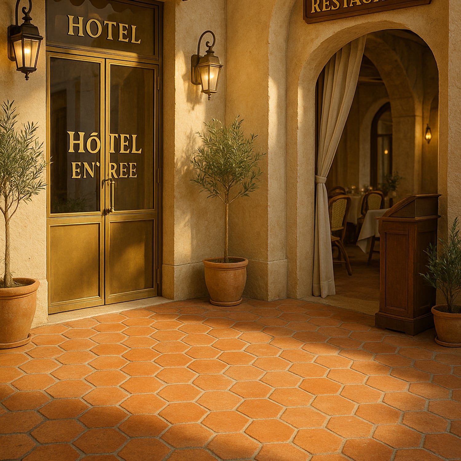 Hexagono Natural Hexagon Terracotta Tiles 6x6 Terracotta Natural 6x6 Tiles — 4