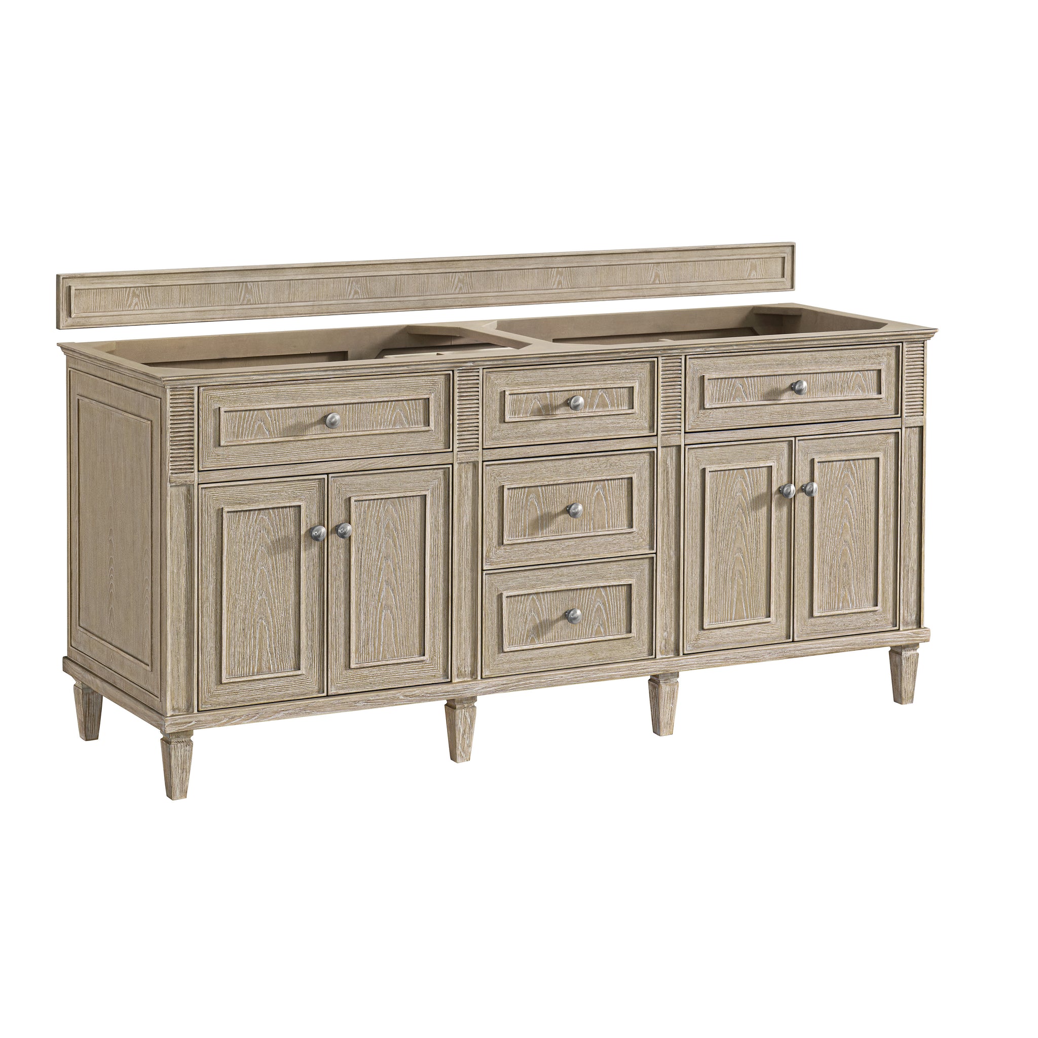 James Martin Lorelai 72" Double Bathroom Vanity, Whitewashed Oak, cabinet without a countertop