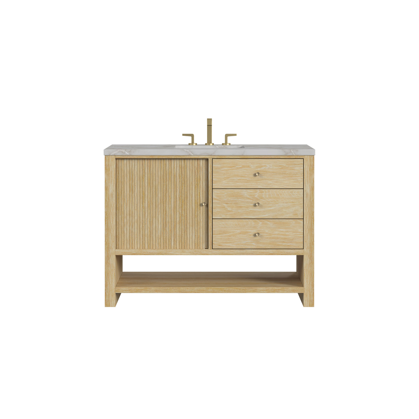 James Martin Marigot 48" Single Bathroom Vanity, Sunwashed Oak with Victorian Silver countertop
