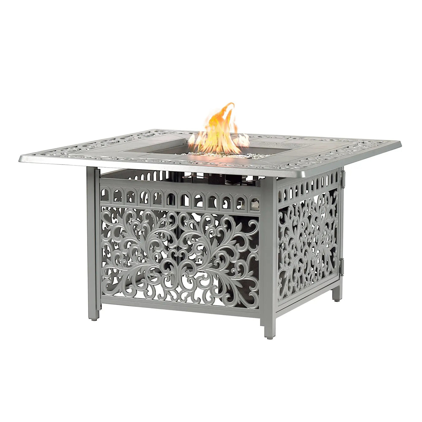 Aluminum 42-in Square Propane Fire Table with Beads, Covers and Lid by Sharicks