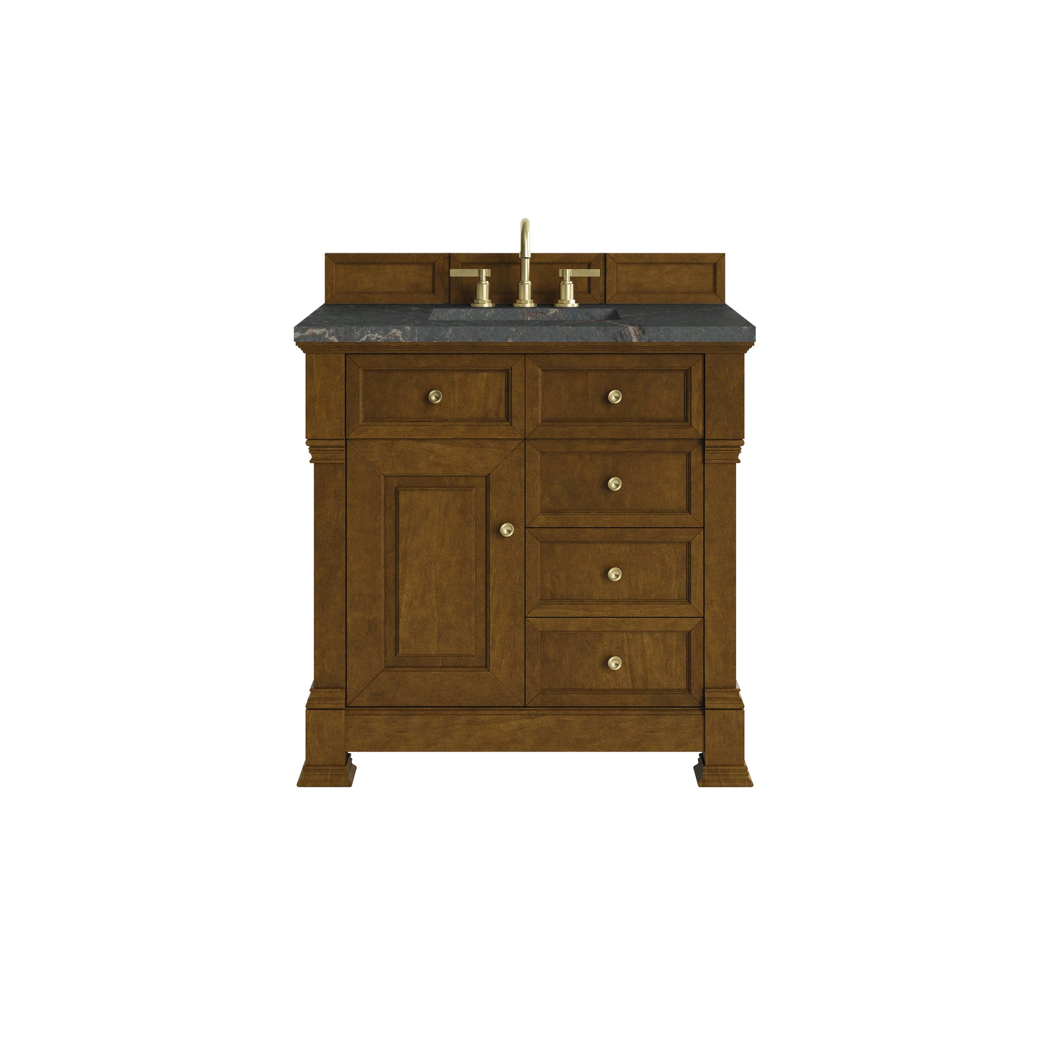 James Martin Brookfield 36" Single Bathroom Vanity, Honey Oak with Parisien Bleu countertop