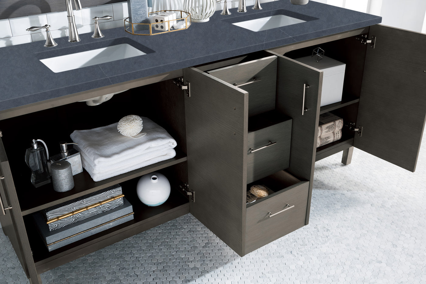 James Martin Metropolitan 72" Dual Mount Double Bathroom Vanity, Silver Oak, view 26