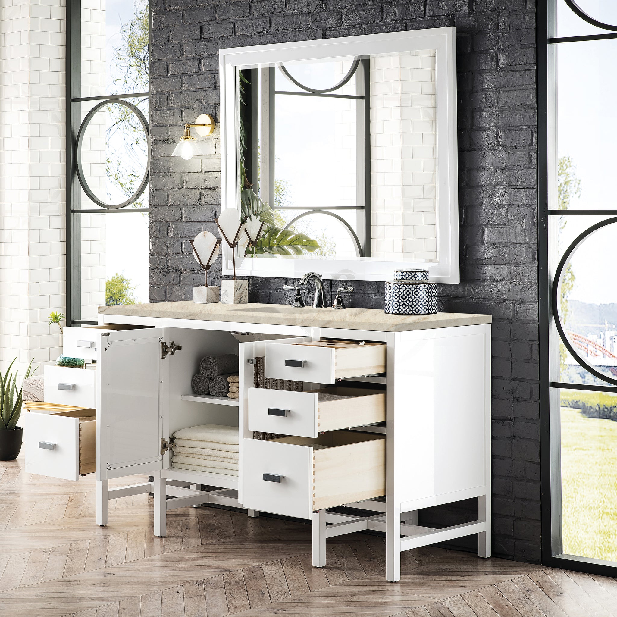 James Martin Addison 60" Single Bathroom Vanity, Glossy White, view 28