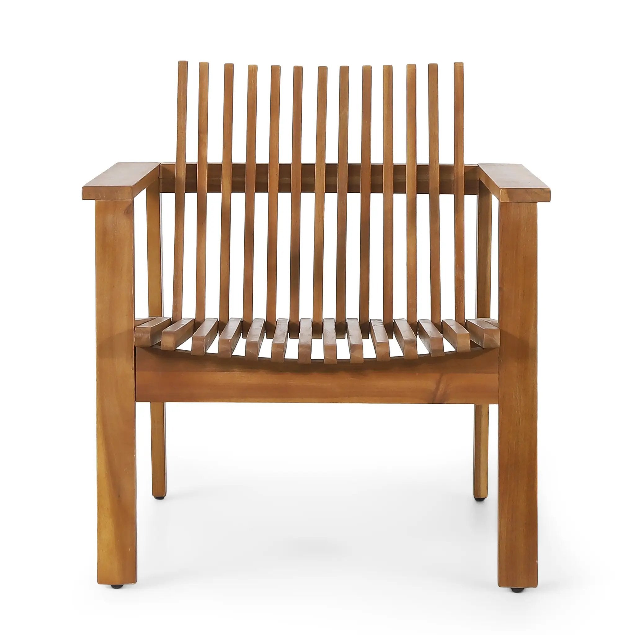 Outdoor Acacia Wood Slatted Club Chairs, Set of 2, Teak Finish by HouseOfZazla