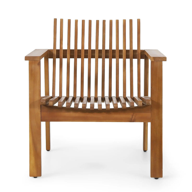 Outdoor Acacia Wood Slatted Club Chairs, Set of 2, Teak Finish by HouseOfZazla