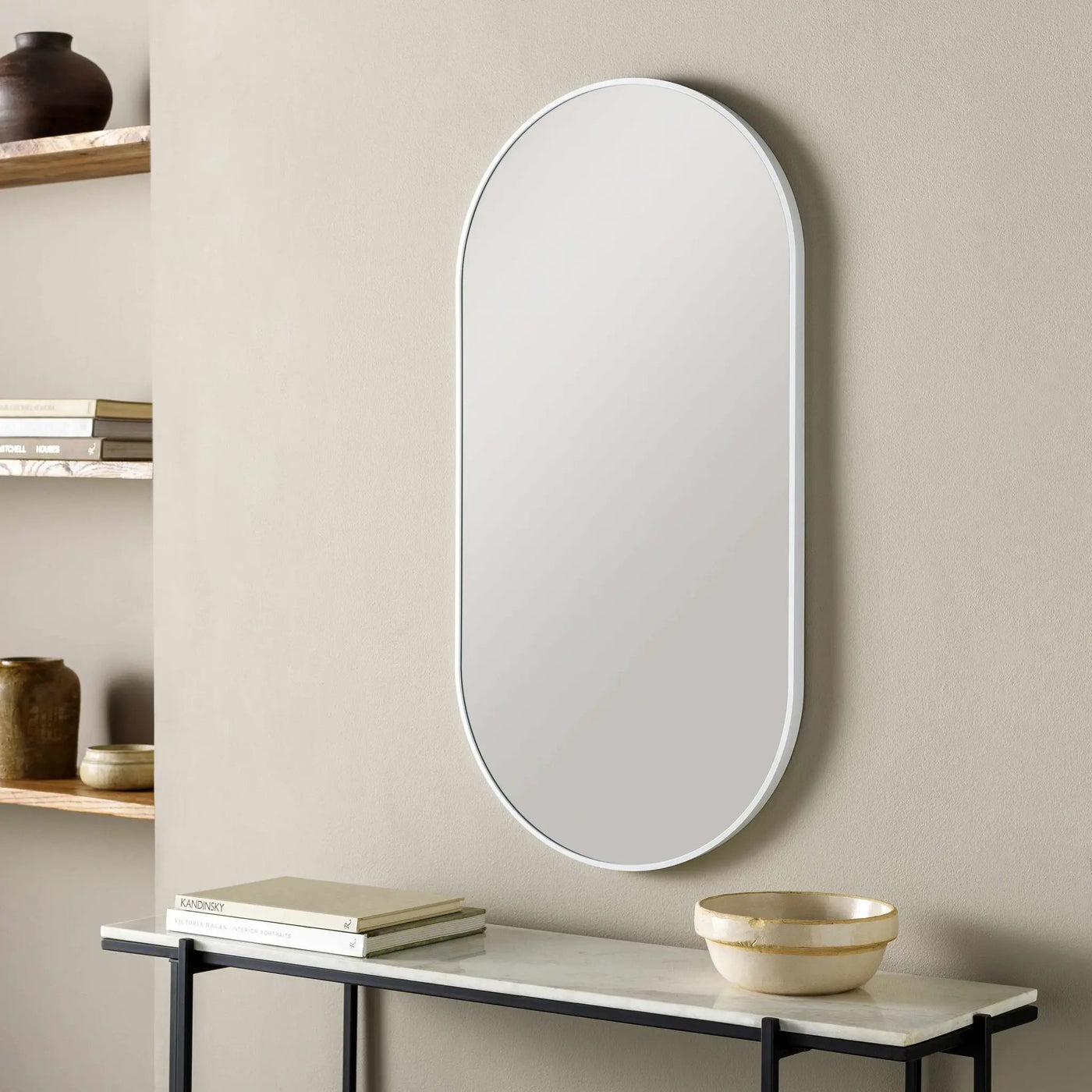 Hagenburg White Iron Frame Mirror by Boutique Rugs