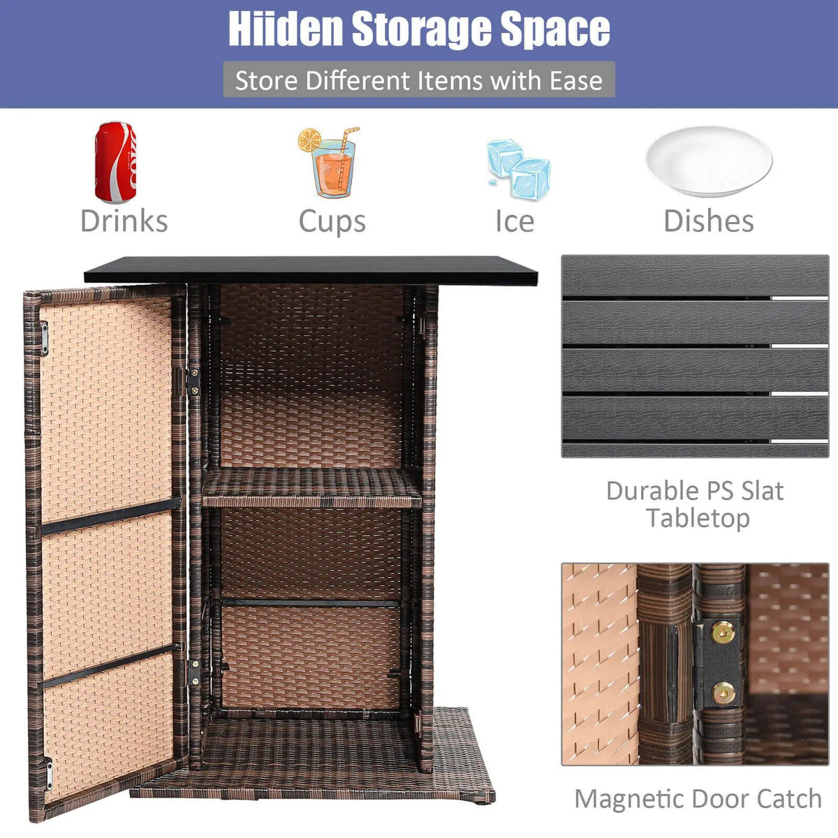 5 Pieces Patio Rattan Bar, photo 7 of 11