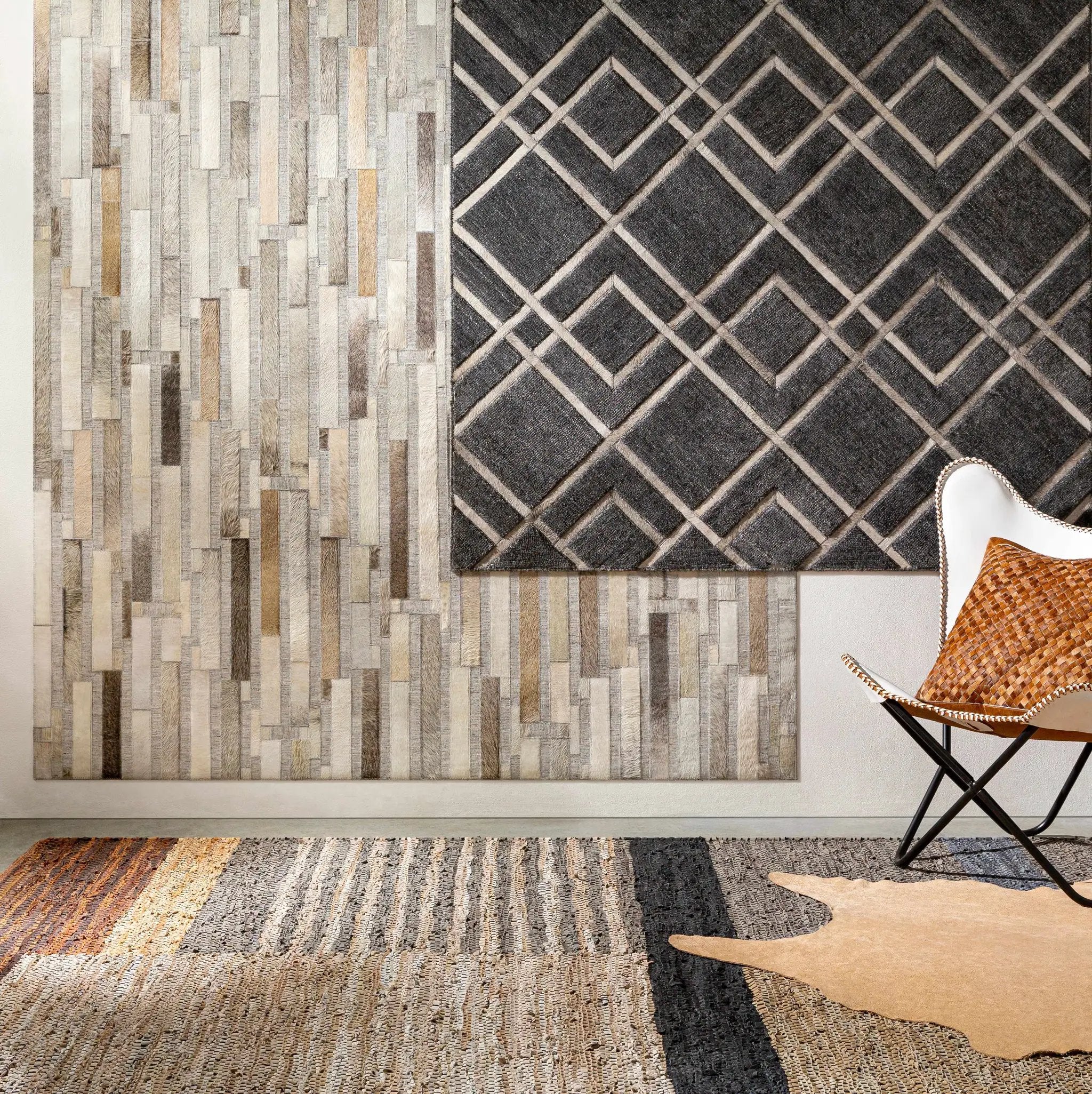 Lyndoch Leather Patchwork Rug by Boutique Rugs