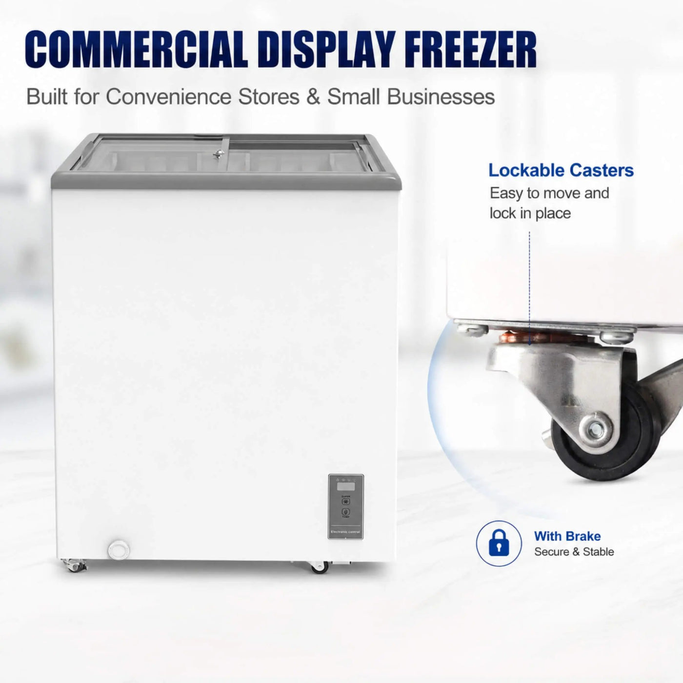 High-Efficiency Commercial Display Chest Freezer With Sliding Glass Door (SAK53174) by SAKSBY WHOLESALE