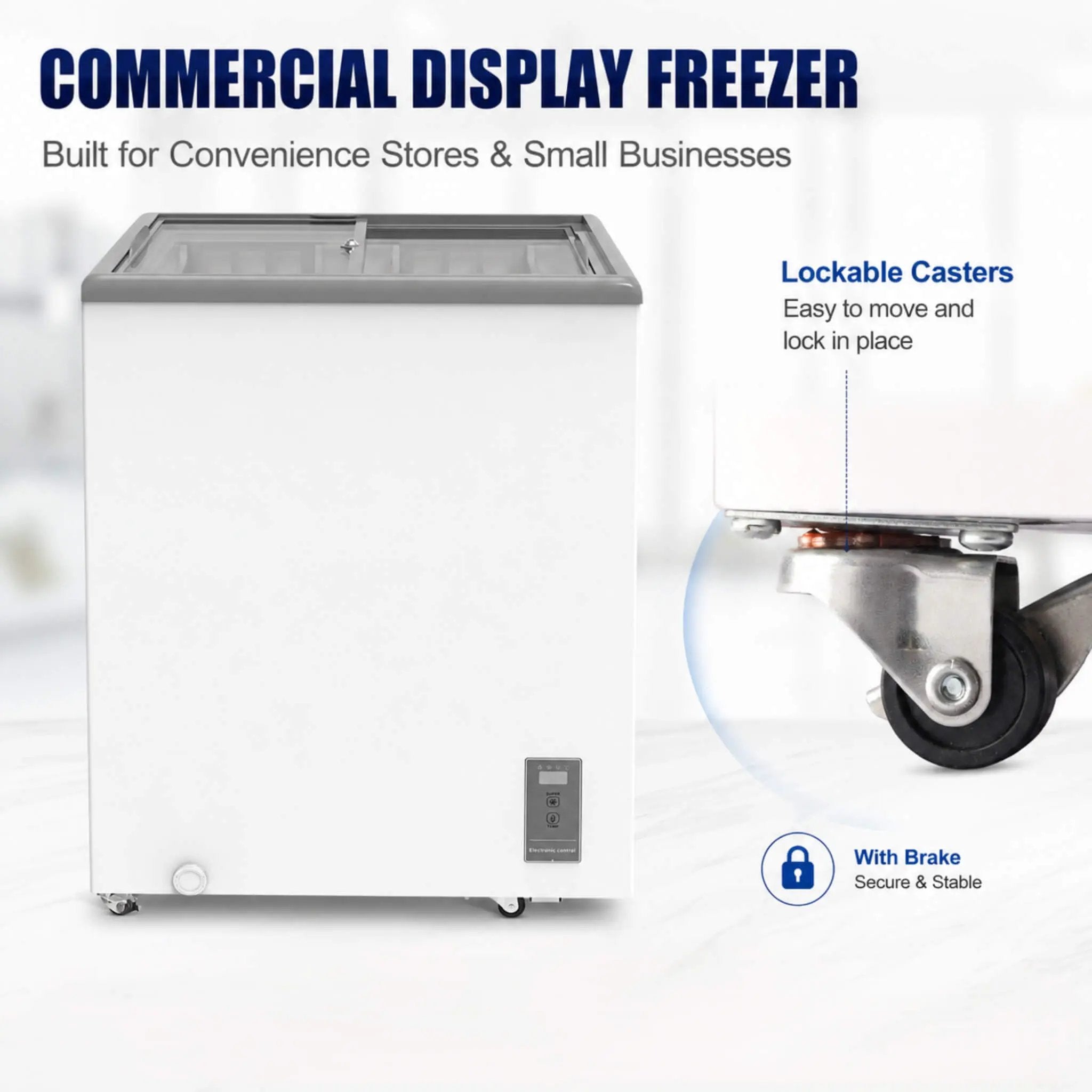 High-Efficiency Commercial Display Chest Freezer With Sliding Glass Door (SAK53174) by SAKSBY WHOLESALE