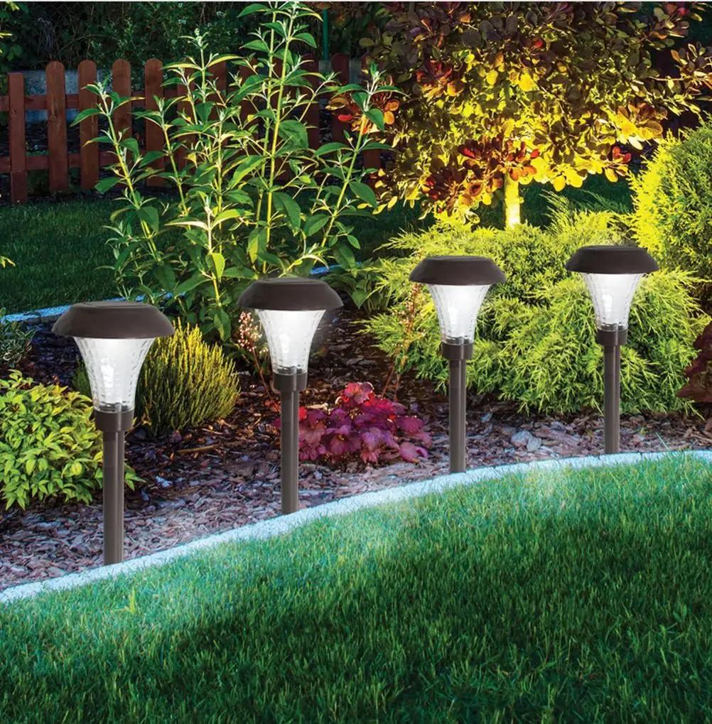 High-End 8 Pack Solar Pathway Lights Glass Stainless Steel Warm White, Auto On/off 15 Lumen by Outdoor Solar Outlet