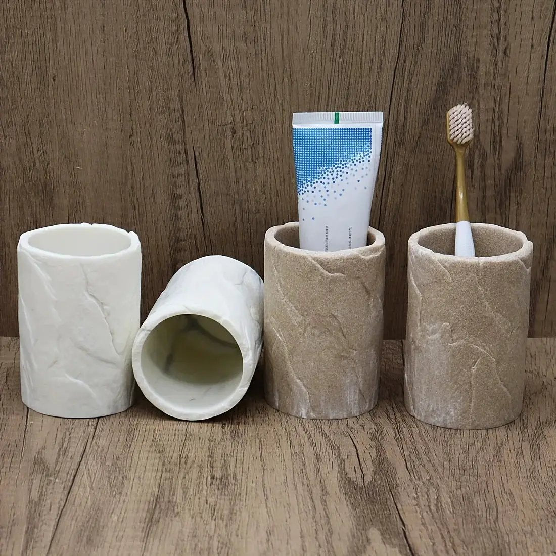 High-End Resin Bathroom Set with Empty Bottles for Hand Soap, Shampoo, and Various Lotions - Includes Toothbrush Holder, Mouthwash Cup, Soap Dish - Practical and Stylish Design, a Great Bathroom Kit, Bathroom Storage Cabinet, by House Of Avana
