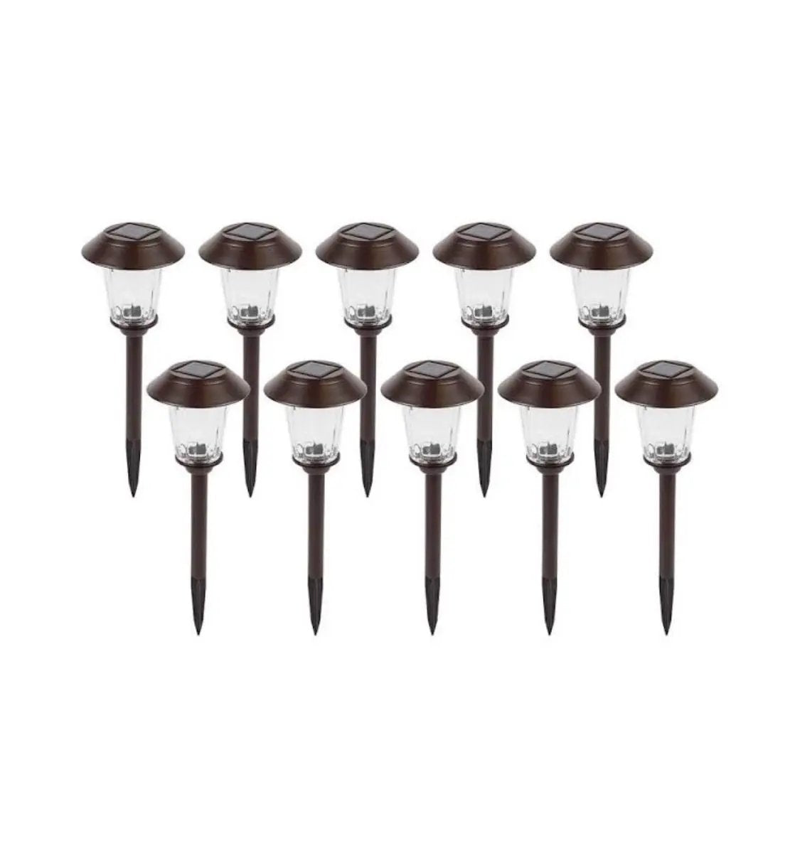 Member’s Mark 10-Pack Solar LED Pathway Lights, 10 Lumens, Stainless Steel & Glass, Oil-Rubbed Bronze Dusk-to-Dawn Landscape Lights by Outdoor Solar Outlet