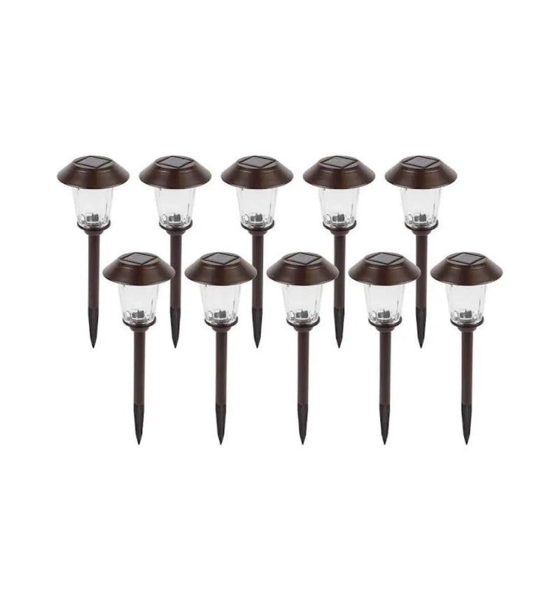 Member’s Mark 10-Pack Solar LED Pathway Lights, 10 Lumens, Stainless Steel & Glass, Oil-Rubbed Bronze Dusk-to-Dawn Landscape Lights by Outdoor Solar Outlet