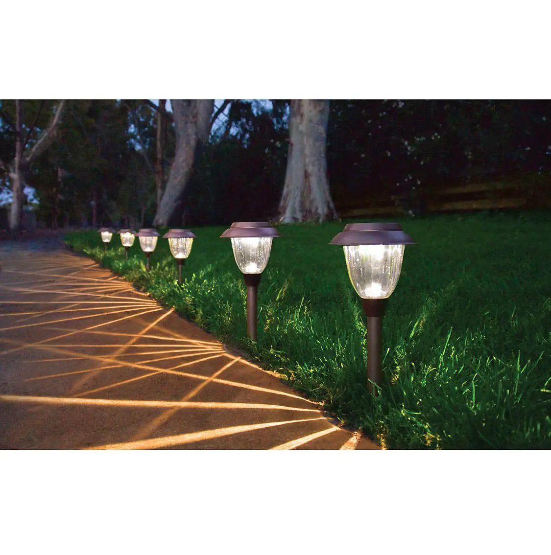 Member’s Mark 10-Pack Solar LED Pathway Lights, 10 Lumens, Stainless Steel & Glass, Oil-Rubbed Bronze Dusk-to-Dawn Landscape Lights by Outdoor Solar Outlet
